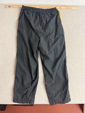 Graphite Sport Mens XL Dark Grey Yellow Side Stripe Nylon Track Pants Mesh Lined